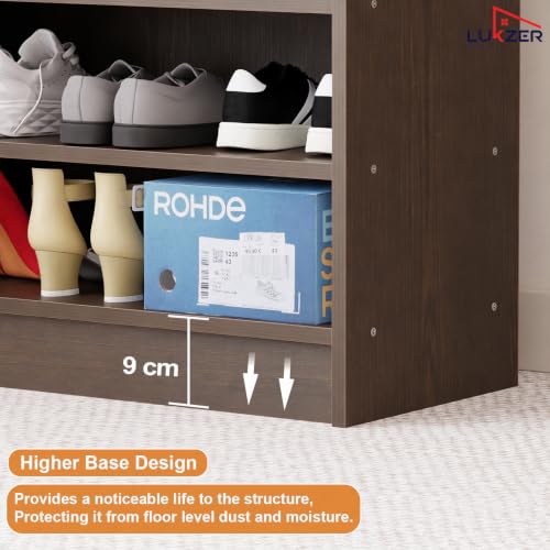 Image of Lukzer 6-Tier Engineered Wood Shoe Rack for Home (SR-005 /Wenge) Footwear Storage Organizer with Rounded Corner Design, Space-Saving Shoe Stand for Office, Entryway & Living Room (100 x 60 x 30 cm)