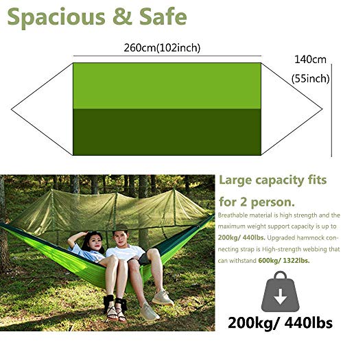 Hamac moustiquaire camping double en nylon léger blanc 2,6 x 1,4 m