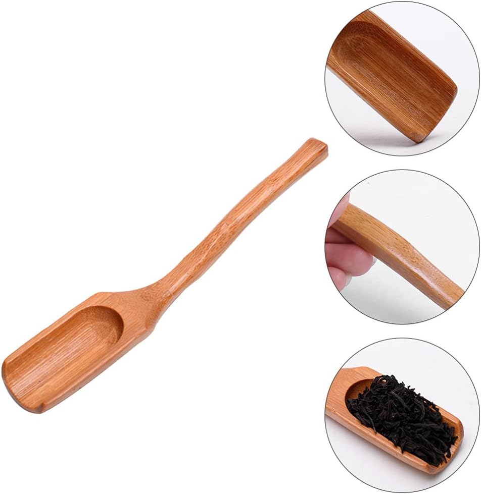 Cabilock 6pcs Tea Spoons Handle Curved Scoops for Tea Leaves for Restaurant Use Ergonomic Design and Decorative Texture