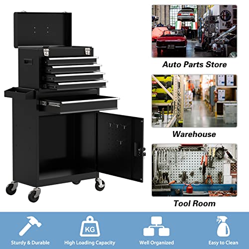 Image of 5-Drawer High Capacity Rolling Tool Chest, Removable Toolbox on Wheels Organizers, Lockable Tool Box Tool Storage Cabine with Drawers and Wheels for Workshop and Warehouse