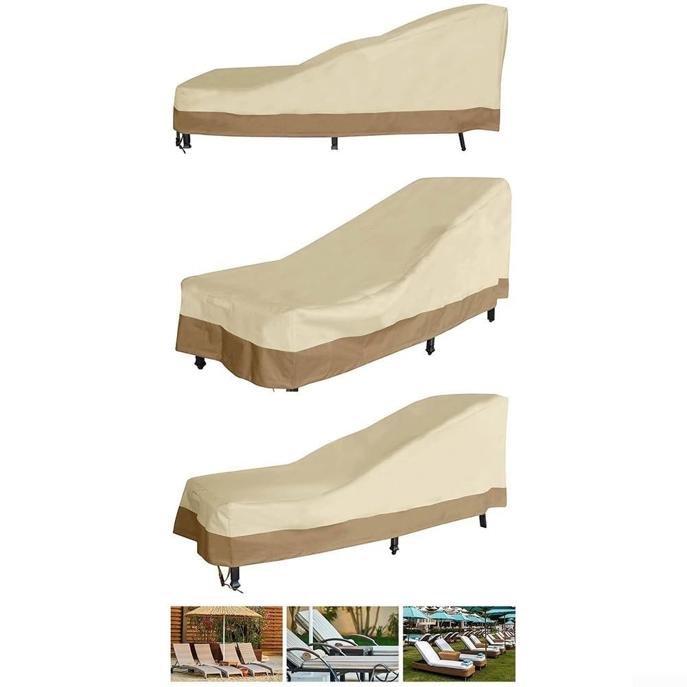 Funda para tumbona de exterior de alta calidad, protector de muebles de patio de tela de doble capa con asas de ventilación resistente a la intemperie para silla reclinable de jardín, 77 x