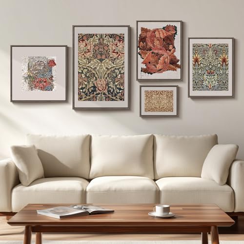 Framed William Morris Gallery Wall Art Set of 5, Vintage Colorful...