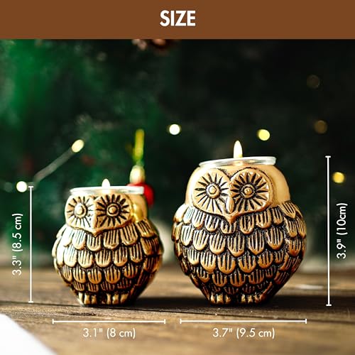 BEHOMA Aluminium Owls with Votives Set of Mother and Child | Statue for Home Decor Tabletop Living Room | Candle Holder Gift Showpiece for Mothers Day, Birthday, Anniversary | Votives Candle Included 5 51 Jq9iWa8L