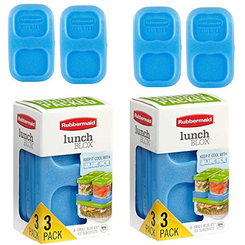6pc Rubbermaid Lunch Blox Blue Ice Pack BPA-Free - Stay Frozen Longer Keeps
