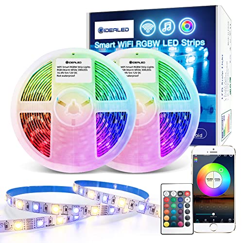 10m WiFi RGBW LED Streifen Kit,Smart App Steuerung RGB+Warmweiß Lichtstreifen Farbwechsel,Alexa LED Strips Musik Sync,Stimmenkontrolle Kompatibel mit Alexa/Google Assistant für Ambiance Lighting