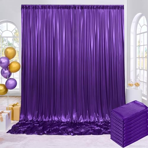 Image of 40x10 Wrinkle Free Purple Sequin Backdrop Curtain for Parties-Thick Not Fall-Off Glitter Backdrop Drapes-8 Panels 5x10ft Shimmer Photo Back Drop Cloth for Wedding Birthday Photography Background