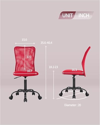 Miniatura 2 de Silla de oficina sin brazos, silla de escritorio de malla, silla ergonómica para computadora con soporte lumbar, sillas ejecutivas giratorias