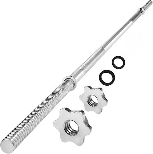 Miniatura 9 de Yes4All Standard Straight Barbell 60" & EZ Curl Bar 47", Capacity 200 to 480 LB, Weight Bar 1" to 2" Diameter - Star Lock Collars, Rubber Ring, G.