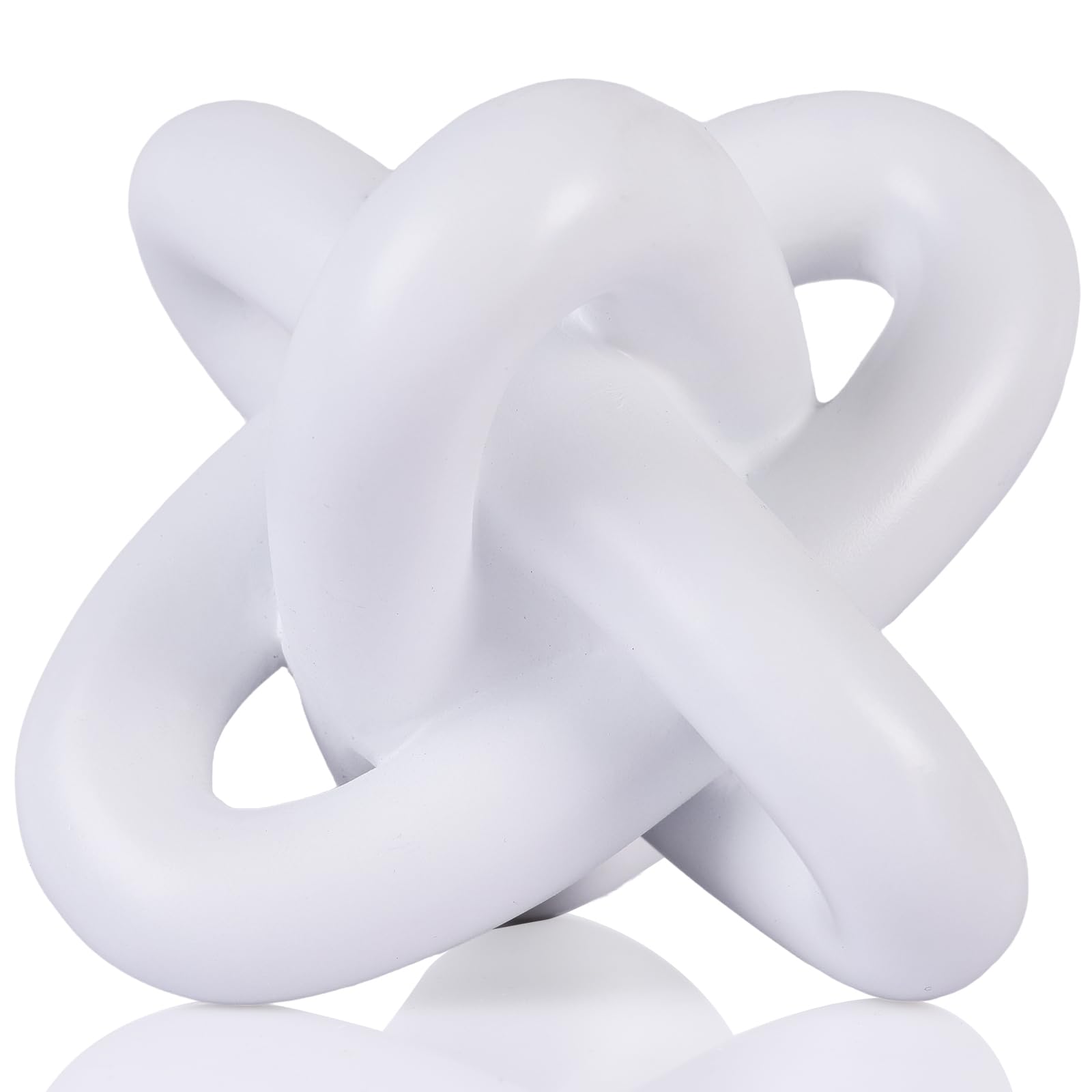 White knot sculpture, three-knot sculpture white home decor accent, suitable for rustic-style coffee table stands, living room TV cabinets, dining tables, entryway shelves, and small decorations.