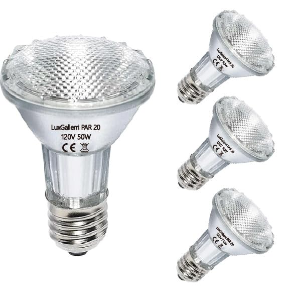 Luxgallerri Par20 Halogen Light Bulbs 3 Pack 120V 50W Dimmable, E26 Medium Base