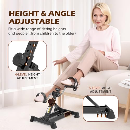 Image of Mini Exercise Bike, Under Desk Bike Pedal Exerciser Portable Foot Cycle Arm & Leg Peddler Machine