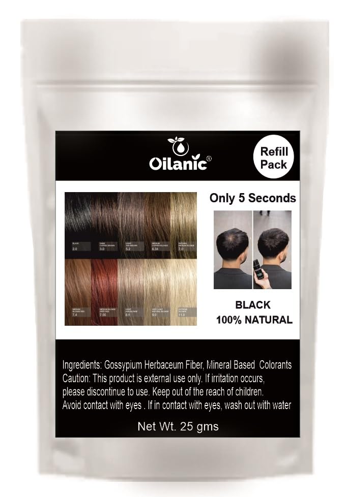 Hair Building Fiber Refill Pack for Instant Hair Volume (Pack of 1, Black, Each 25 gram)|Natural fiber for hair Thinning and Maintain Bald Spots Natural Plant-Based fibers for Men and Women-image-17