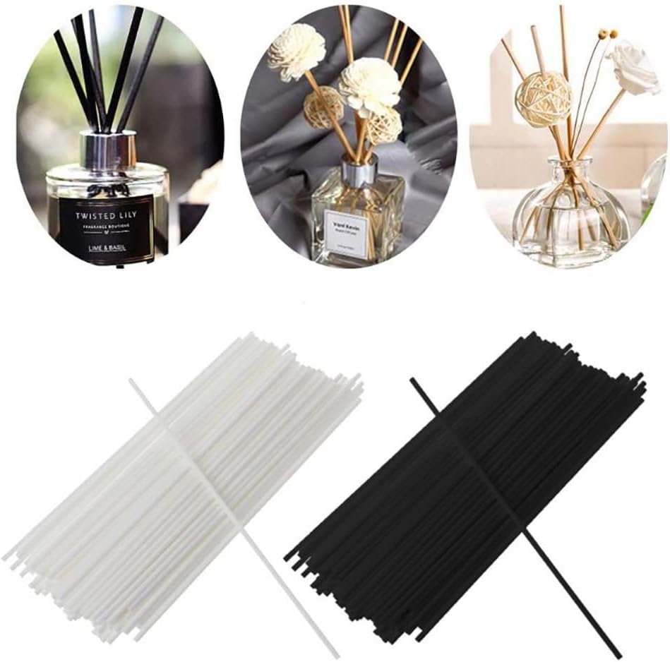 50Pcs Fiber Reed Sticks Replacement Refill Sticks Fragrance Diffuser Aroma Diffuser Sticks Diffuser Refills(Length 7.87inch-Diameter 3mm,Black)