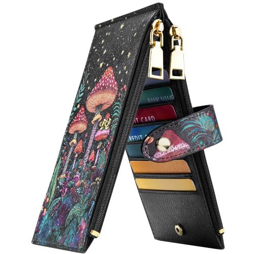 Travelambo RFID Wallet Women Large Size Bifold Multi Card Wallet Case with Zipper Pocke Credit Card Holder for Women