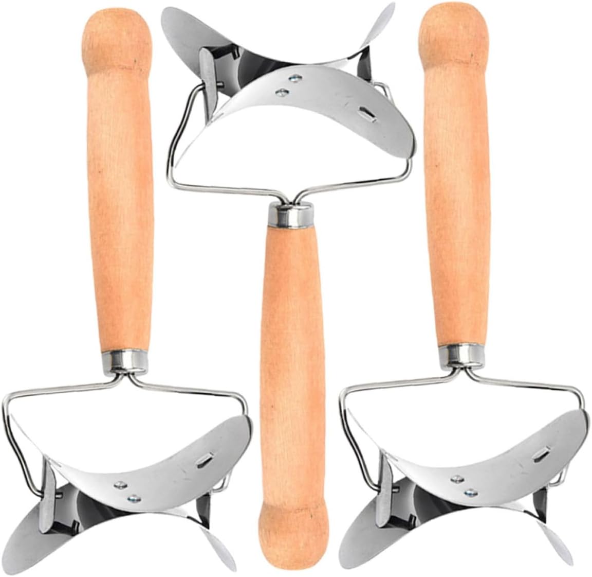 Garneck 9pcs Dough Docker Roller Dumpling Wrapper Cutter Wood Handle Home Dumplings Cutter Mould Kitchen Supply Easy Operation