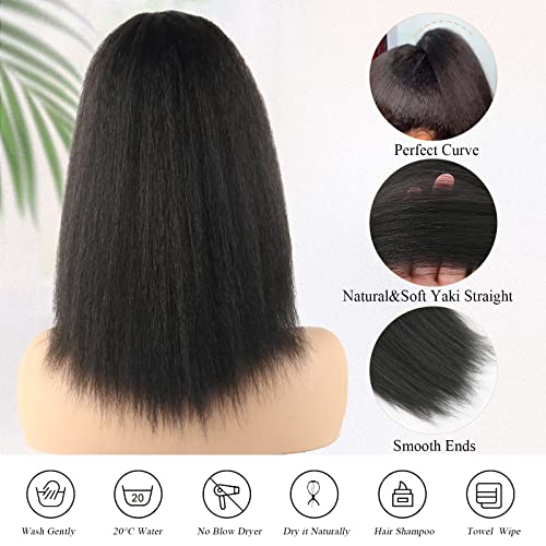 Leosa 14 Inch Drawstring Ponytails For Black Women Short Natural Black Yaki Straight Drawstring Ponytail Hair Extensions (14 Inch (Pack Of 1), 1B#) #TOP5