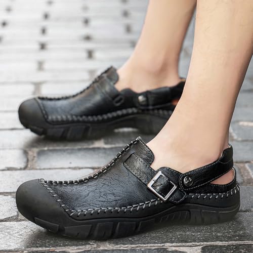 Men's Sports Sandals Cowhide Retro Casual Hiking Beach Closed Toe Cool Slippers Summer Outdoor Comfortable Fisherman Walking Adventure Travel Casual Fashionable Wrapped Toe Two-Wearing Design3