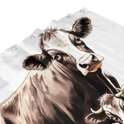 Rideau de douche imperméable vache avec 12 anneaux robustes 182 cm - 6