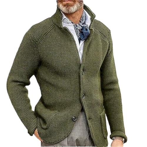 Mens European Fashion Solid Color Knit Sweater Casual Long Sleeve Streetwear Cardigan