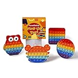 Pop It Fidget Toy Vierer-Set - Antistress Popit Silikon Spielzeug - Autismus Stressabbau Spielzeug - Fidget Toys Popit - Vier Formen Popet - Poppet Bubble Spiel