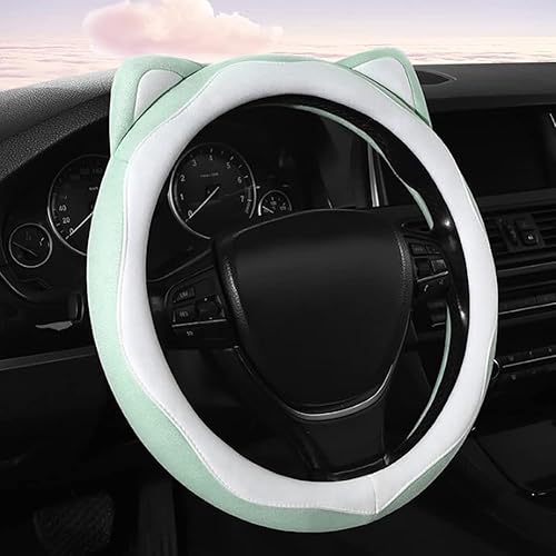 Miniatura 2 de Funda de gamuza para volante de automóvil, con orejas de gato, funda protectora antideslizante para volante de automóvil, protector universal de 15