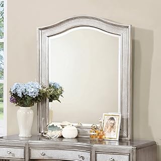 Bling Game Arched Top Vanity Mirror Metallic Platinum
