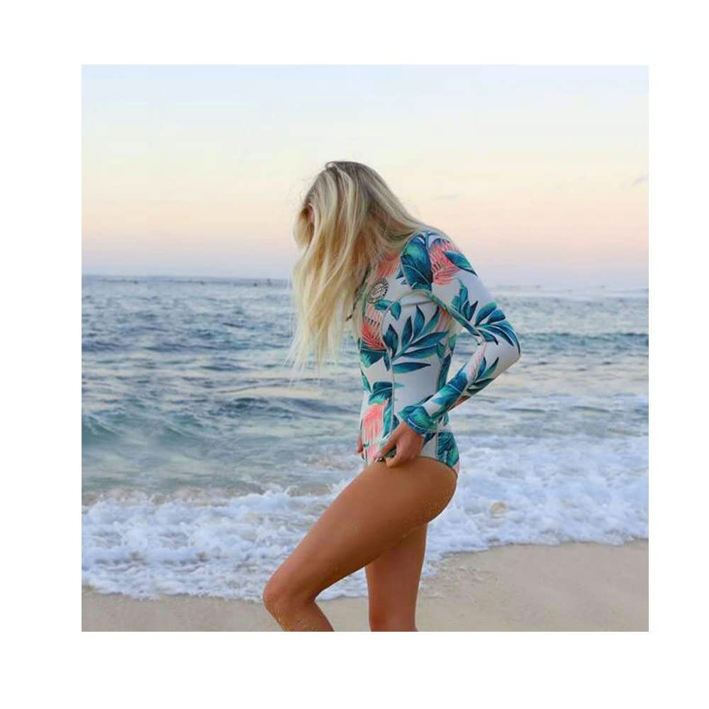 Femmes Zip Up Surfwear Maillot de Bain à Manches Longues Maillot de Bain Récréatif Une Pièce Rash Guards - 4