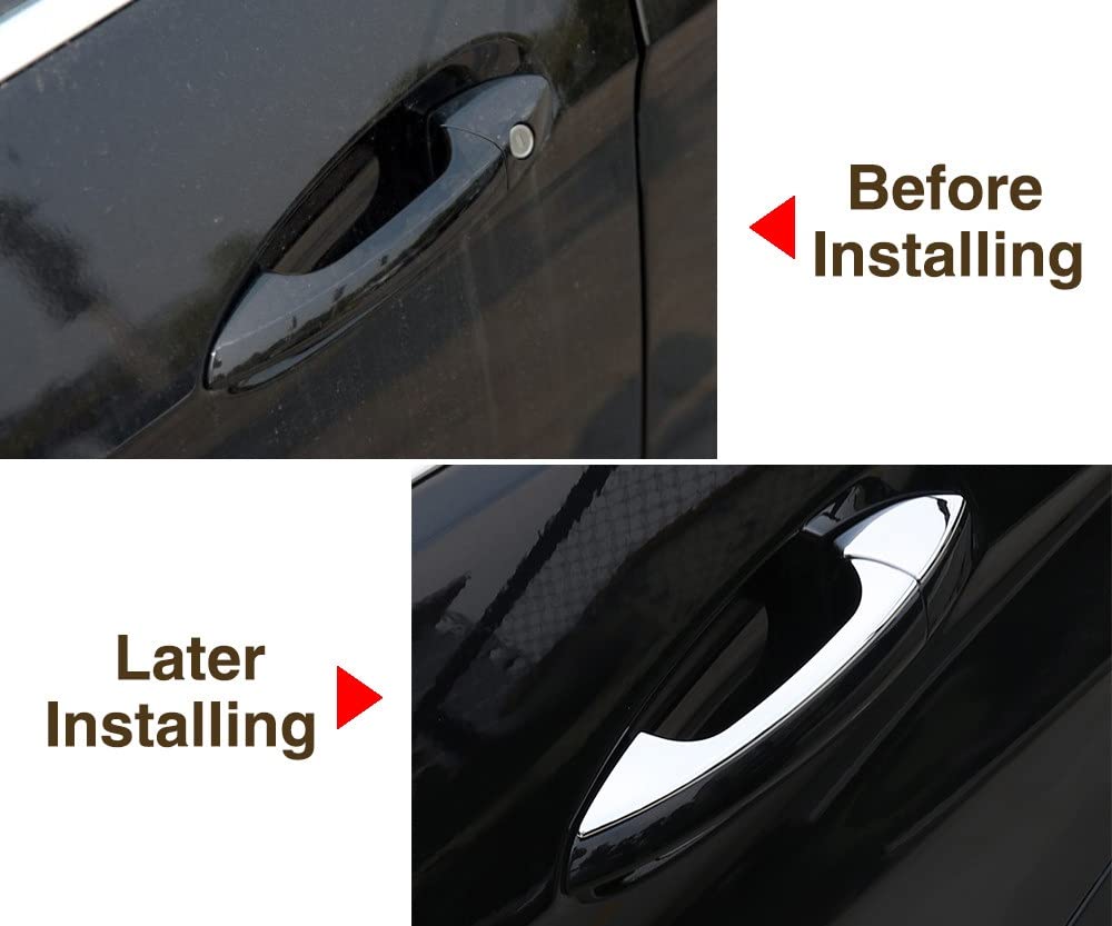 4 Coques Protection Poignées Porte Mercedes - Acier Inoxydable Silver Avec Logo AMG