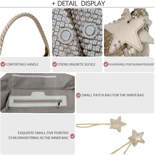 Image of Woven Tote Bag for Women, Shoulder Handbags, Beach Hobo, Handwoven Satchel Underarm Bag, Top-Handle Bag With Purses