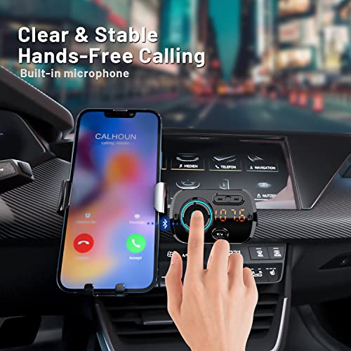 Bluetooth Fm Transmitter For Car, Wireless Radio Adapter Car Music Player Car Receiver With Bluetooth Fm Frequency Support Hands Free Call,Car Charger Dual Usb Port,Tf Card/Aux #TOP4
