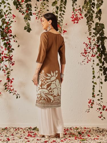 Image of Amazon Brand - Anarva Women's Cotton Printed Straight Kurti