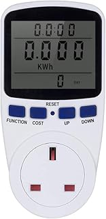 Decdeal Power Energy Monitor, LCD Display Electricity Usage Power Meter Socket Energy Watt Volt Amps Wattage KWH Consumption Analyzer Monitor Outlet AC230V~250V