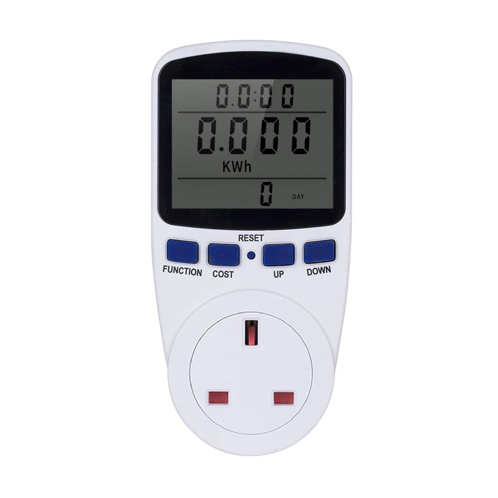 Decdeal Power Energy Monitor, LCD Display Electricity Usage Power Meter Socket Energy Watt Volt Amps Wattage KWH Consumption Analyzer Monitor Outlet AC230V~250V