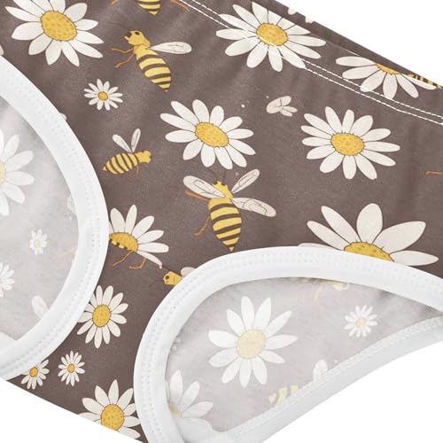 Wusikd Bees Daisies Brown Girls' Underwear Cotton Girls Briefs Soft Toddler Underwear 2T4