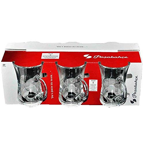 Keyif Model Turkish Tea Glasses With Handles - 6 Pieces #TOP1