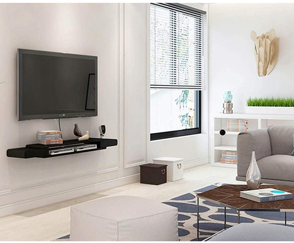 Mensola galleggiante da parete per TV con lettore DVD/Blu Ray Mensola per soggiorno TV da parete supporto per sfondo C/130 cm