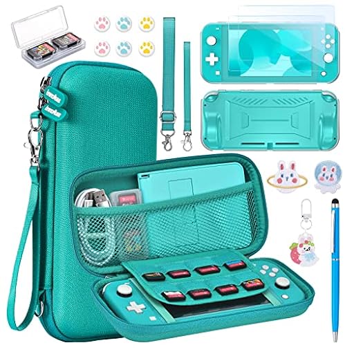 innoAura Funda NS Switch Lite Accesorios NS Switch Lite 17 en 1 con Carcasa de Transporte de Switch Lite, Carcasa de Videojuegos de Switch, Protector de Pantalla Switch Lite,Soporte Switch(Turquesa) | Ya disponible en tu tienda friki favorita! En mundofriki.es!