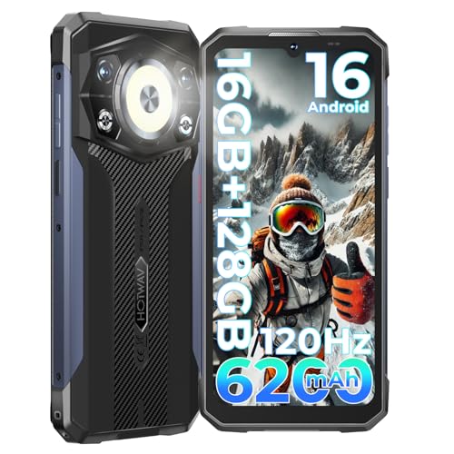 HOTWAV Cyber 17 Outdoor Handy 2026, 16GB+128GB/2TB, Android 16 Outdoor Smartphone Ohne Vertrag 48MP+16MP, 6200mAh, 6.75' 120Hz, IP69K Wasserdicht, Gemini AI, NFC/Fingerprint/Face ID/Dual SIM/GPS/OTG