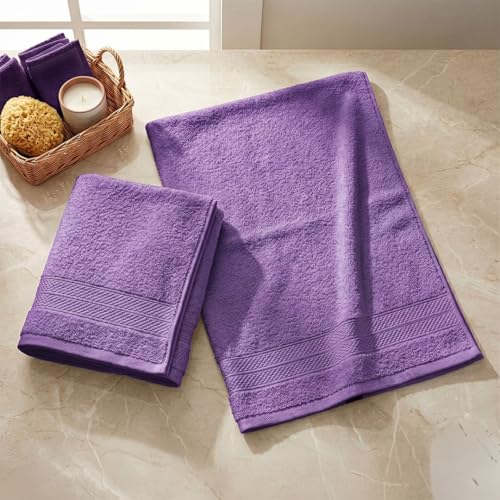 Image of LANE LINEN 450 GSM 100% Cotton Colorado Hand Towel 2PC - Wishful Mauve | Ring Spun Cotton Weave, True 60x40cm Each, Quick Dry & Absorbent, Napkins for Gym, Workout, Sports