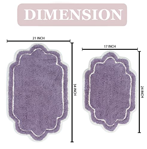 Home Weavers Allure Collection 100 Percent Cotton Tufted Supersoft And Absorbent Bath Rug Machine Washable, 2 Piece Set, Purple #TOP1