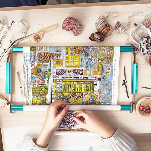 Image of Couple Embroidery Art Embroidery Clip Frame 60cm Cross Stitch 4 Slot Presser Heavy Duty Embroidery Bandage Embroidery Frame Needlepoint Frame Embroidery Scroll Frame Embroidery Frames (Blue)