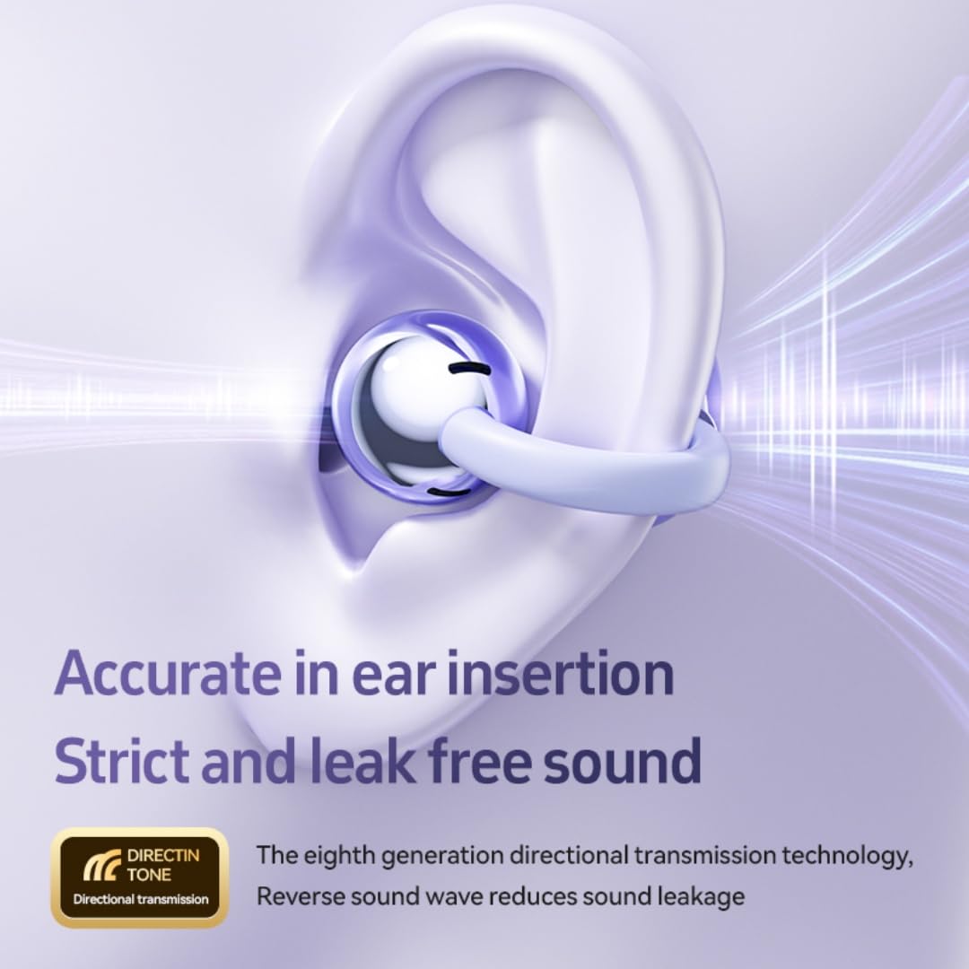 Auriculares inalámbricos Bluetooth 5.4 de oreja abierta, sonido de alta fidelidad, cancelación de ruido de llamada ENC, conducción ósea de gancho para la oreja, micrófono impermeable IPX5