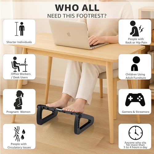 Image of Amazon Brand - Solimo Ergonomic Footrest for Under Desk | Anti-Slip Surface | Office & Home Use | Foot Rest for Improved Posture & Comfort (large adjustable)