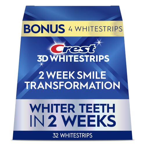 Image of Crest Teeth Whitening Strips, Crest 3D Whitestrips 2 Week Smile Transformation, Enamel Safe Teeth Whitening Kit, 16 Treatments (32 Strips), Whiter Teeth in 2 Weeks, 11 Levels Whiter