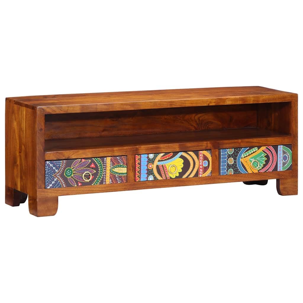 Mueble TV multicolor 110 x 30 x 40 cm, madera acacia maciza