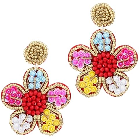 Colourful Handmade Beaded Flower Earrings Cover