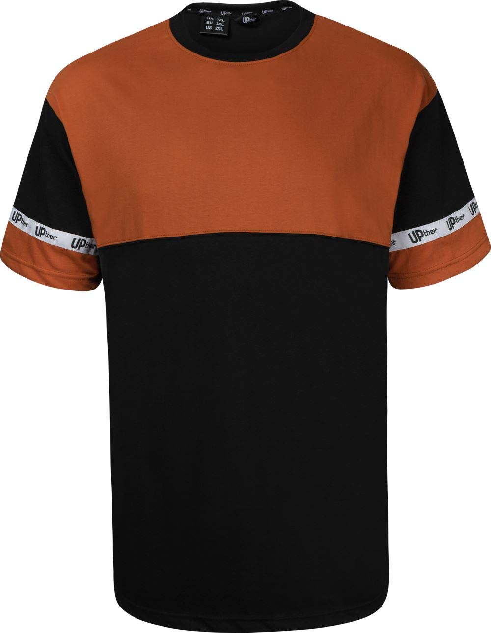 Uptheir Men's Vlad Cut & Sew Crew Neck T-Shirt - Black Amber (UK, Alpha, L, Regular, Regular)