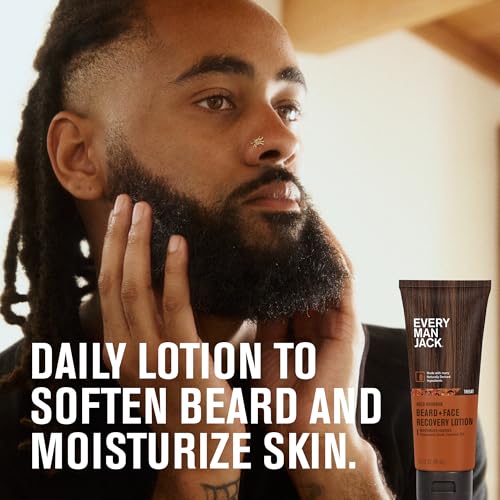 Every Man Jack Beard + Face Recovery Lotion - Moisturizes Relieves Dry Skin and Beard Itch - Light Aged Bourbon Scent - Made w/Naturally Derived Ingredients like Coconut Oil, and Witch Hazel - 3.2 oz (2 Pack) - Image 3