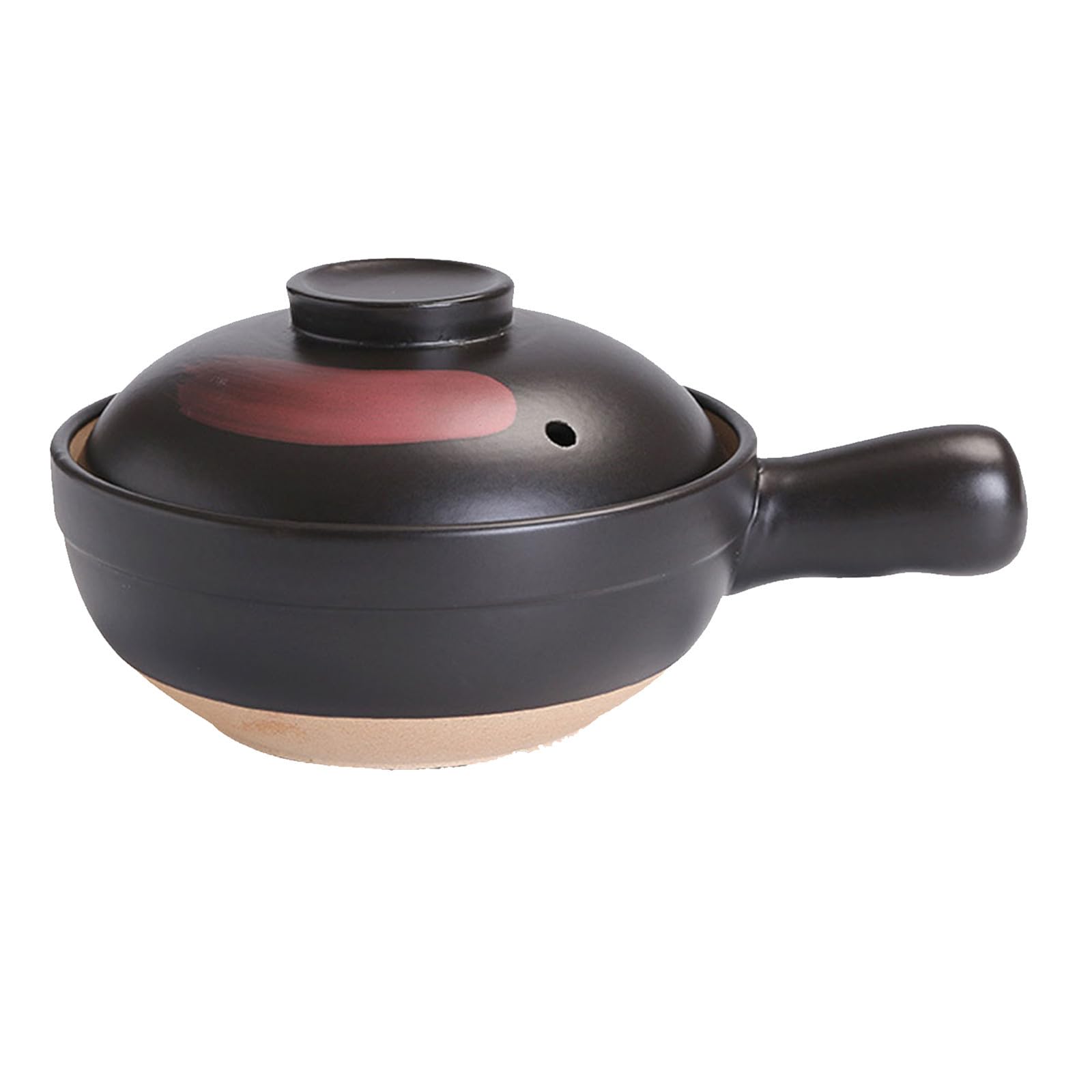 Olla de barro fácil de limpiar en arcilla negra con asa ergonómica