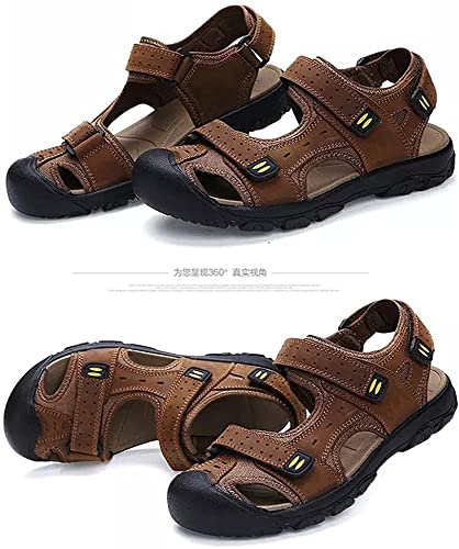 Asifn Men's Sports Hiking Sandals Adjustable Casual Athletic Fisherman Beach Leather Closed Toe Anti Collision Summer2